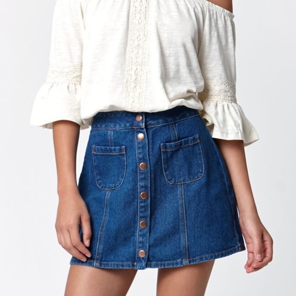 Brandy Melville Dresses & Skirts - Brandy Melville Bullhead Denim‎ Button Up Skirt